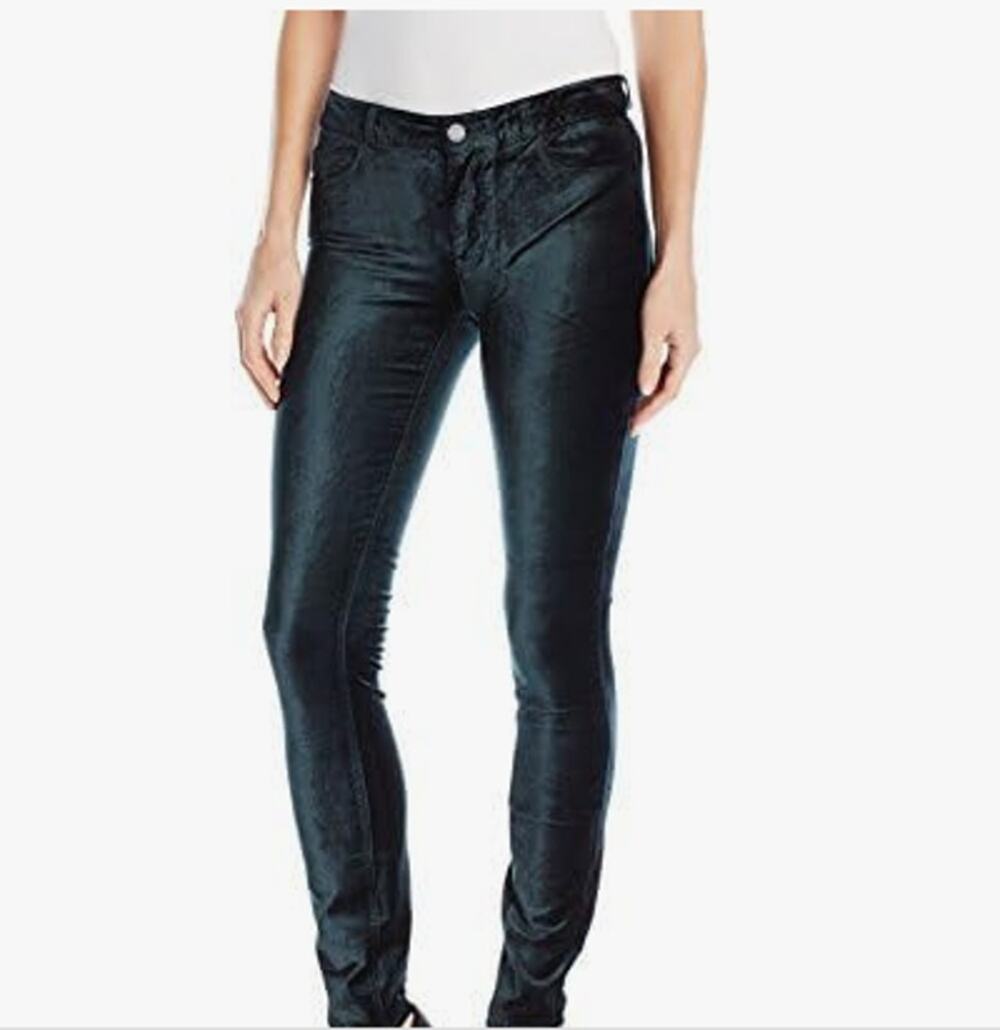 Paige Verdugo Ultra Skinny Deep Emerald green velvet denim jeans 29 NWT